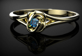 0.4ct Round Blue Sapphire Engagement Ring 14k YellowGold Finish Floral Solitaire