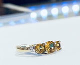 2.7ct Engagement Ring Round Cut Yellow Citrine Trilogy 14k Yellow Gold Finish