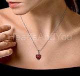 1ct Heart Simulated Red Garnet Solitaire Pendant 14k White Gold Plated NO CHAIN