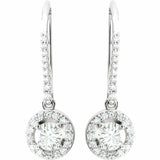 1ct Round Cut Diamond Elegant Drop Stud Earrings Women 14k White Gold Finish