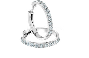 0.5ct Round Cut Moissanite Hoop Huggies Earrings For Women 14k White Gold Plated