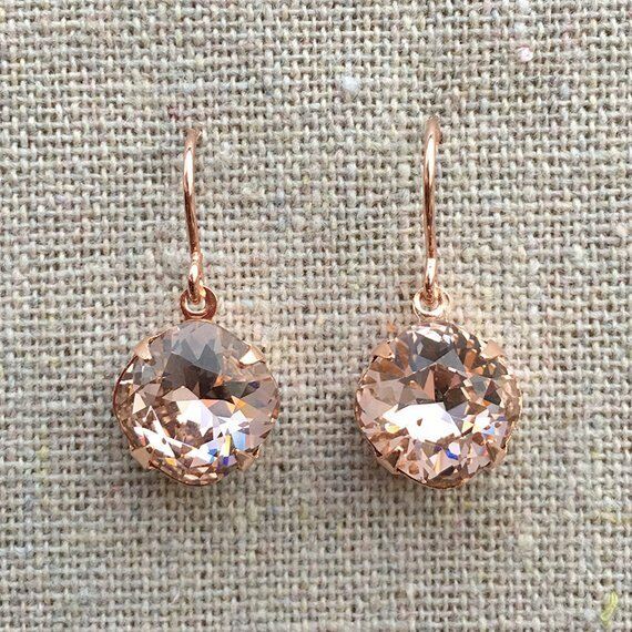 1ct Cushion Champagne Morganite Lovely Drop Earring Women 14k Rose Gold Finish