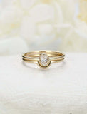 1ct Oval Cut Diamond Engagement Ring Minimalist Bridal Set 14k YellowGold Finish