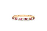 1ct Round Alternating Pink Ruby Diamond Half Eternity Band 14k YellowGold Finish