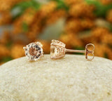 0.5ct Round Cut Peach Morganite Classic Stud Earrings Women 14k Rose Gold Finish