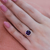 1.2ct Cushion Cut Purple Amethyst Solitaire Engagement Ring 14k Rose Gold Finish