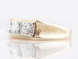 3ct Round Brilliant Cut Diamond Trilogy Men Engagement Ring 14k Yellow Gold Over