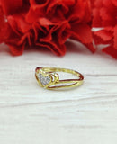 0.4ct Round Cut Moissanite Love Heart Engagement Ring 14k Yellow Gold Plated