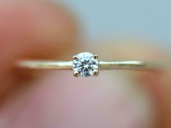 0.4ct Engagement Ring Round Cut Diamond Solitaire Design 14k Yellow Gold Finish