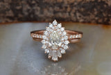 Cluster Bridal Set Engagement Ring 3ct Pear Cut VVS1D Diamond 14k Rose Gold Over