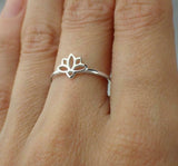 Flower Instead of Solitaire Engagement Ring 14k White Gold Finish