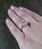 1.6ct Cushion Cut Diamond Engagement Ring 14k Rose Gold Finish Halo Solitaire