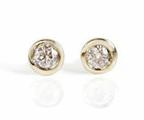 Cluster Design Stud Earrings 0.6ct Round Cut VVS1D Diamond 14k YellowGold Finish