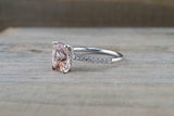 1.6ct Cushion Cut Morganite Engagement Ring 14k White Gold Finish Diamond Accent