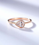 1ct Pear Cut Diamond Engagement Ring Bezel Set Solitaire 14k Rose Gold Finish