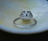 1.2ct Engagement Ring Round Cut Diamond Unique Hexagon Halo 14k WhiteGold Finish