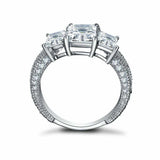 4ct Radiant Diamond Engagement Ring Milgrain Accents Trilogy 14k White Gold Over