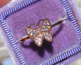 Butterfly Design Engagement Ring 1.2ct Round Cut Diamond 14k Rose Gold Finish