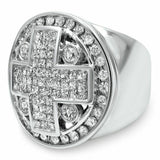 6Ct Princess Cut Diamond Cross Design Men Engagement Ring 14K White Gold Finish