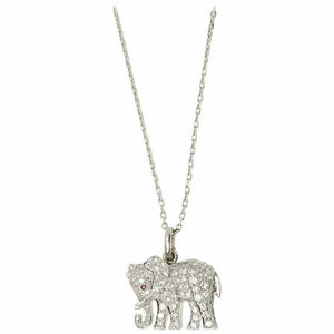 1.2ct Round Cut VVS1D Diamond Elephant Pendant with Chain 14k White Gold Finish