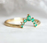 1.2ct Pear Cut Green Emerald Engagement Ring 14k Yellow Gold Finish Crown Tiara