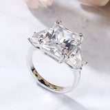 4Ct Radiant Trapezoid Diamond Three Stone Engagement Ring 14K White Gold Finish