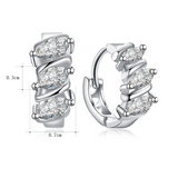 1.5Ct Marquise Cut VVS1/D Diamond Trilogy Huggies Earrings 14K White Gold Finish