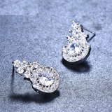 2ct Round Cut VVS1D Diamond Halo Cluster Stud Earrings 14k White Gold Finish