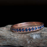 2ct Wedding Ring Band Round Cut Blue Sapphire Full Eternity 14k Rose Gold Finish