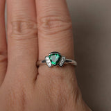 1ct Trillion Cut Green Emerald Unique Design Engagement Ring 14k White Gold Over