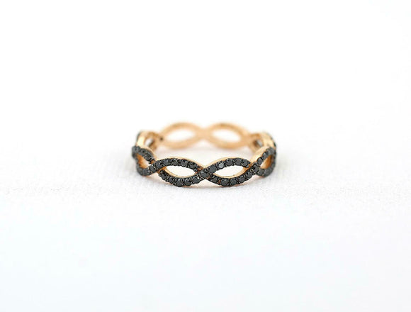 Infinity Twist Eternity Wedding Band 1ct Round Black Diamond 14k RoseGold Finish