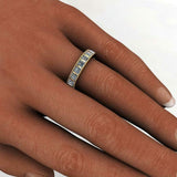 Milgrain Full Eternity Wedding Band 3.6ct Princess Diamond 14k Yellow Gold Over