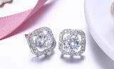 1.9ct Round Cut VVS1D Diamond Halo Solitaire Stud Earrings 18k White Gold Finish