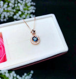 1.2ct Blue Sapphire Pendant Oval Cut Halo Star 14k Rose Gold Finish NO CHAIN