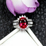 2.2ct Oval Cut Pink Ruby Engagement Ring Art Deco 14k White Gold Finish