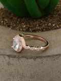 1.3ct Oval Cut VVS1D Diamond Engagement Ring Vintage Halo 14k Rose Gold Finish