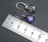 2.5ct Drop Earrings Pear Cut Amethyst Solitaire Fish Hook 14k White Gold Finish