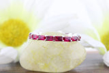 2ct Radiant Cut Pink Ruby Full Eternity Wedding Band Ring 14k White Gold Finish