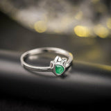 0.5Ct Pear Cut Green Emerald Floral Petite Engagement Ring 14K White Gold Finish