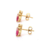 1.9ct Stud Earrings Oval Cut Pink Ruby Diamond Petite 14k Yellow Gold Finish