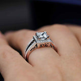 2ct Princess Cut Diamond Engagement Ring 14k White Gold Finish Halo Split Shank