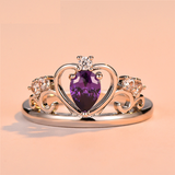 2ct Pear Purple Amethyst Engagement Ring 14k White Gold Finish Heart Shape Crown