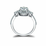 2.7ct Round Diamond Accent Solitaire Trilogy Engagement Ring 14k White Gold Over