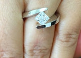 Bypass Tension Setting Engagement Ring 1ct Princess Diamond 14k WhiteGold Finish