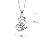 0.6ct Round Cut Diamond Pendant Chain Heart Shape Design 14k White Gold Finish