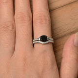 2ct Engagement Ring Oval Cut Black Diamond Bridal Set Design 14k White Gold Over