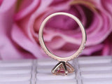 1.5ct Emerald Cut Morganite Solitaire with Round Accent Ring 14k RoseGold Finish