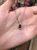 1ct Red Garnet Pendant Pear Cut Diamond Halo 14k Yellow Gold Finish NO CHAIN