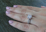 2ct Princess Cut Diamond Engagement Ring 14k White Gold Finish Halo Bridal Set