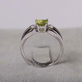 1ct Engagement Ring Heart Cut Green Peridot Split Shank 14k White Gold Finish